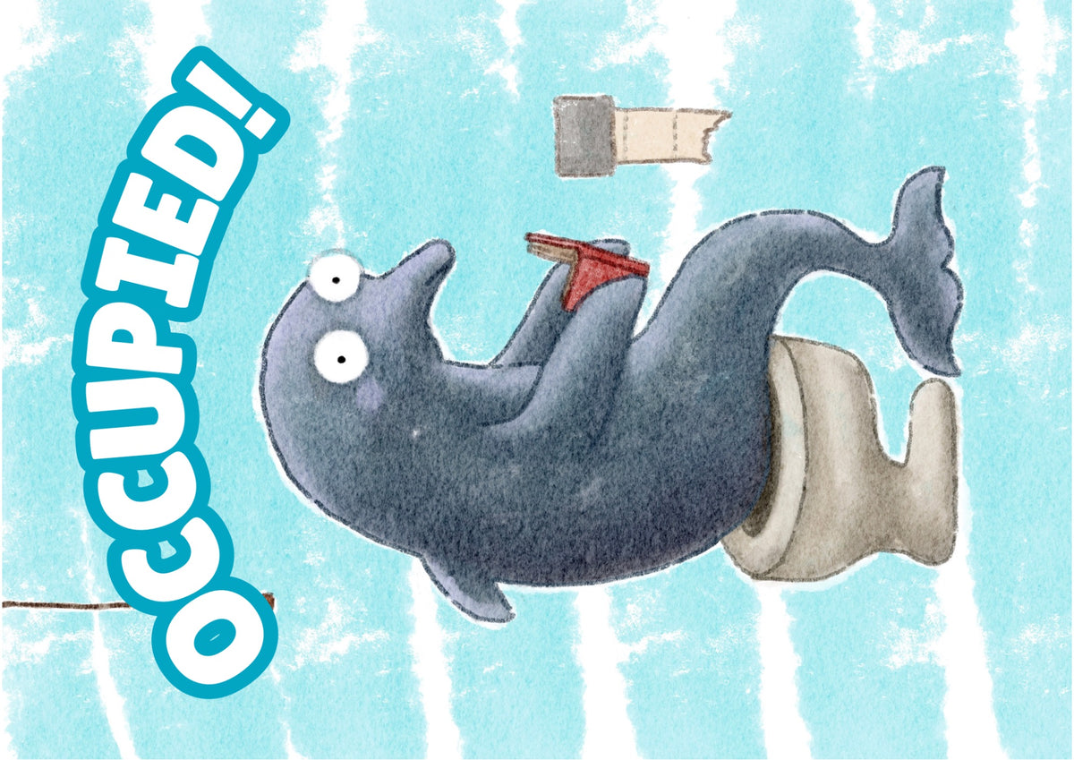 Dolphin Bathroom Door Sign — Occupied / Vacant Printable Toilet Sign | Funny Ocean Animal Bathroom Decor | Instant Digital Download