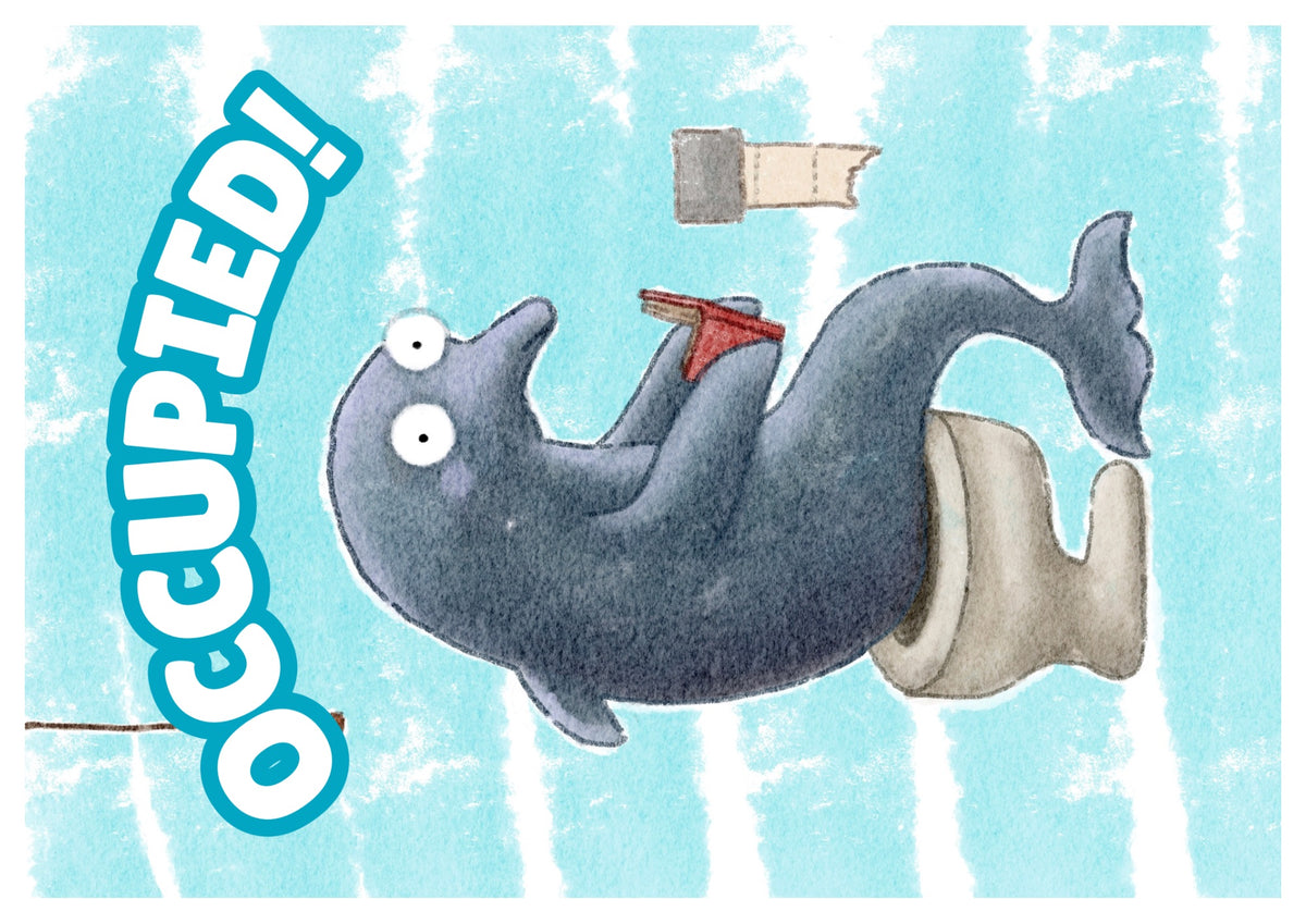 Dolphin Bathroom Door Sign — Occupied / Vacant Printable Toilet Sign | Funny Ocean Animal Bathroom Decor | Instant Digital Download