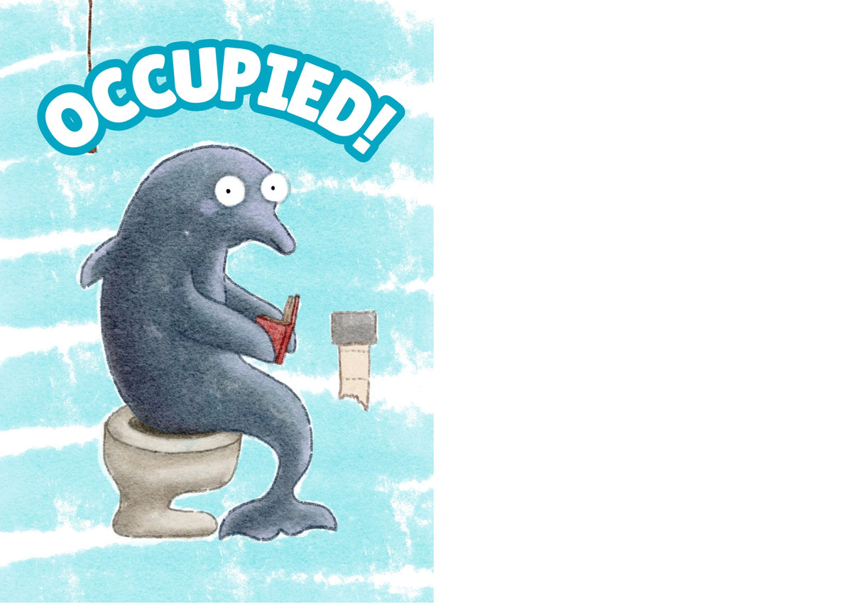 Dolphin Bathroom Door Sign — Occupied / Vacant Printable Toilet Sign | Funny Ocean Animal Bathroom Decor | Instant Digital Download