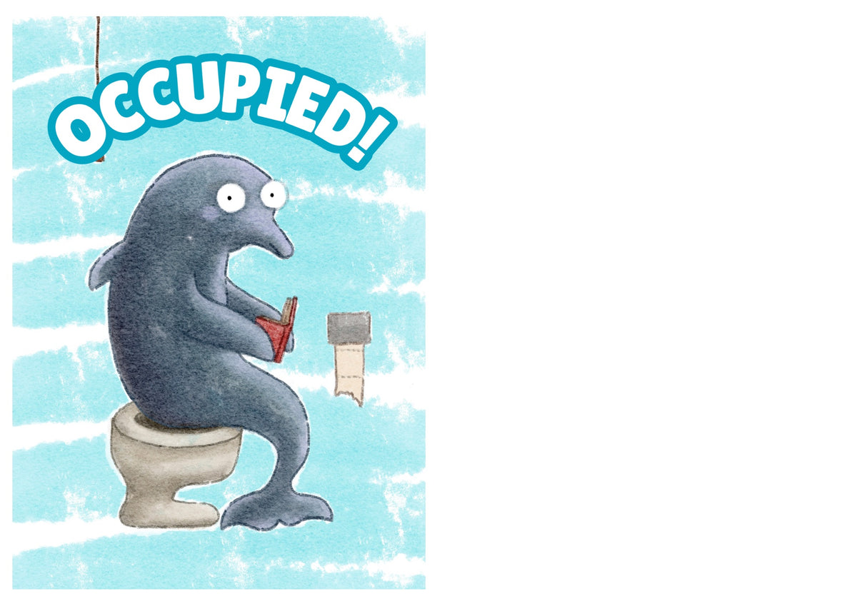 Dolphin Bathroom Door Sign — Occupied / Vacant Printable Toilet Sign | Funny Ocean Animal Bathroom Decor | Instant Digital Download
