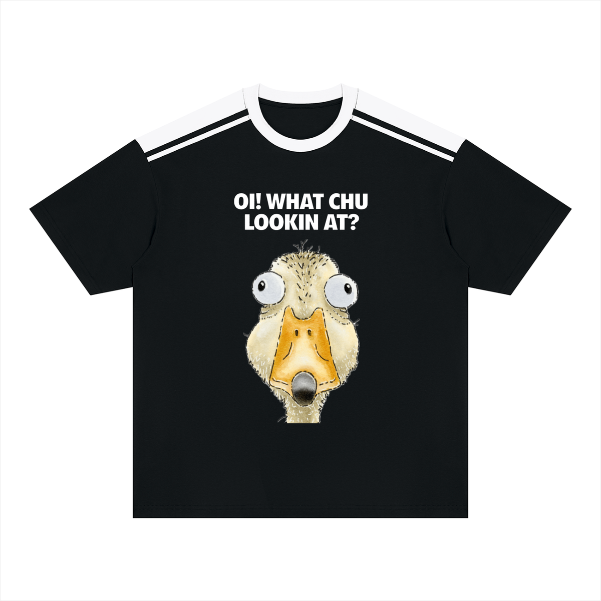 "Big Eye Duck" Unisex Color Block Loose T-Shirt