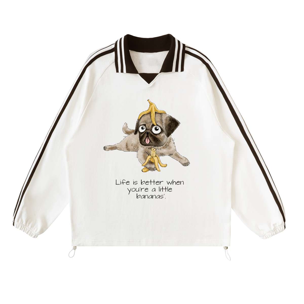 bananas,sweatshirt,cute,artistic,okiko,handmade,dog,doglove,funny,design