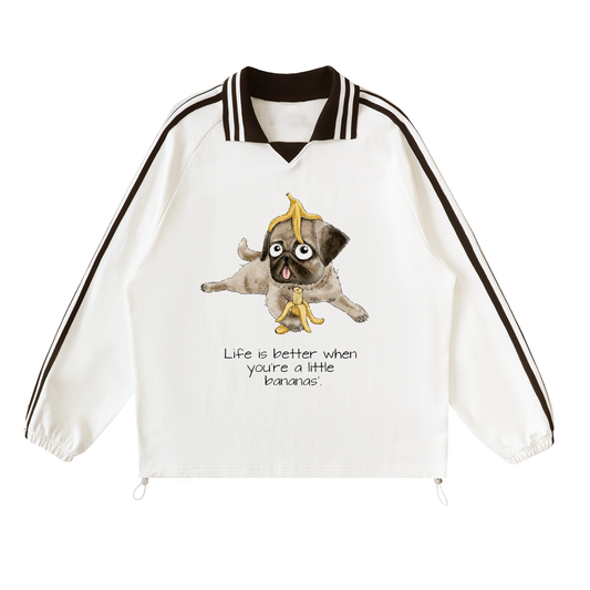 bananas,sweatshirt,cute,artistic,okiko,handmade,dog,doglove,funny,design