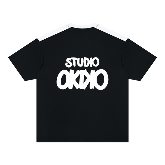 "Big Eye Duck" Unisex Color Block Loose T-Shirt